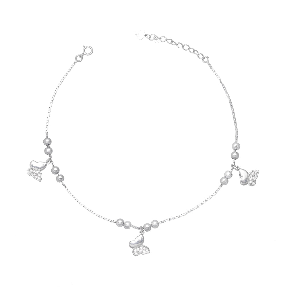 925 Silver Butterfly Breeze Anklet - 925 sterling silver anklet by Tassya Silver