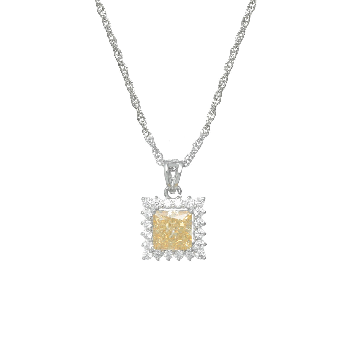 925 Silver Canary Yellow Pendant - 925 sterling silver pendant by Tassya Silver