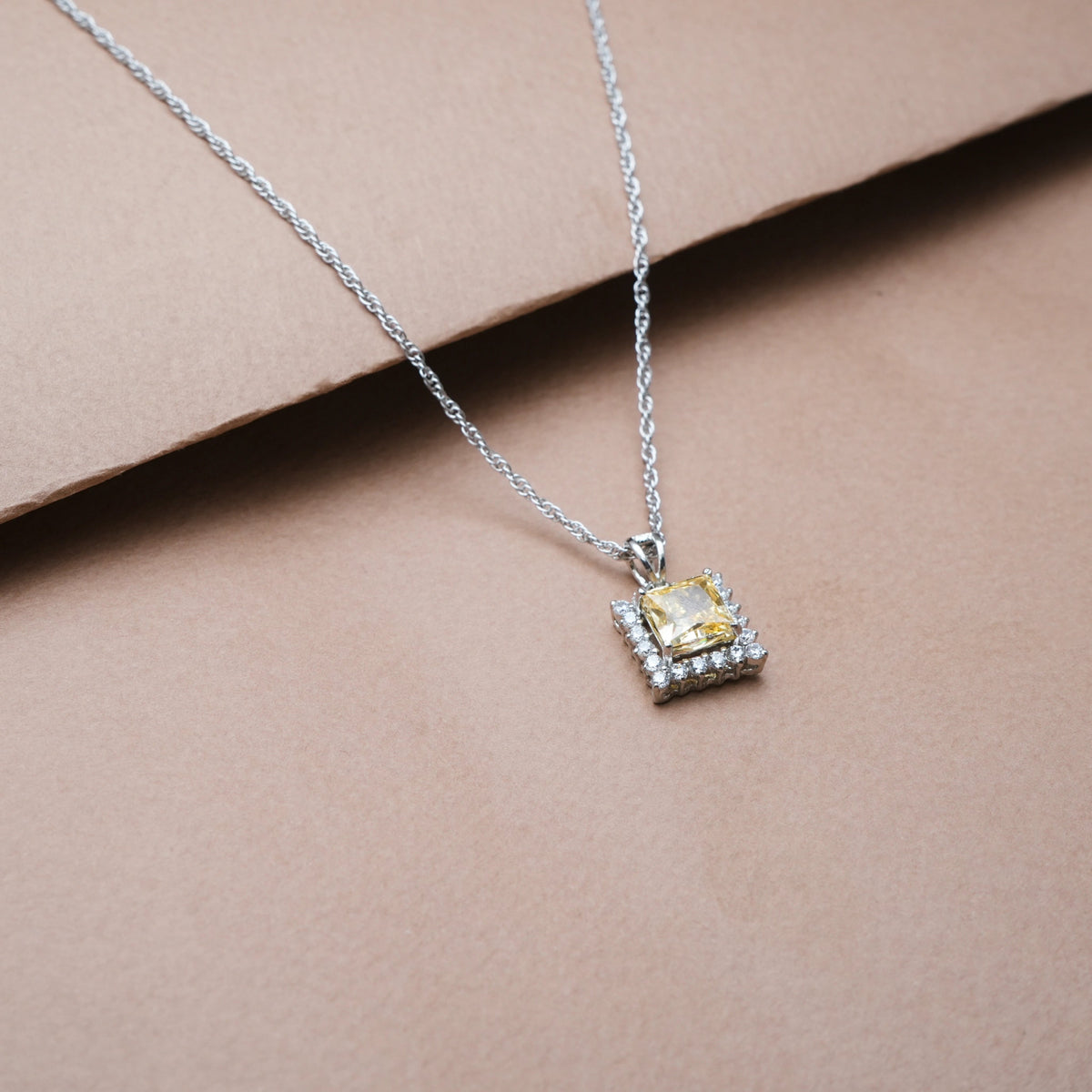 925 Silver Canary Yellow Pendant - 925 sterling silver pendant by Tassya Silver