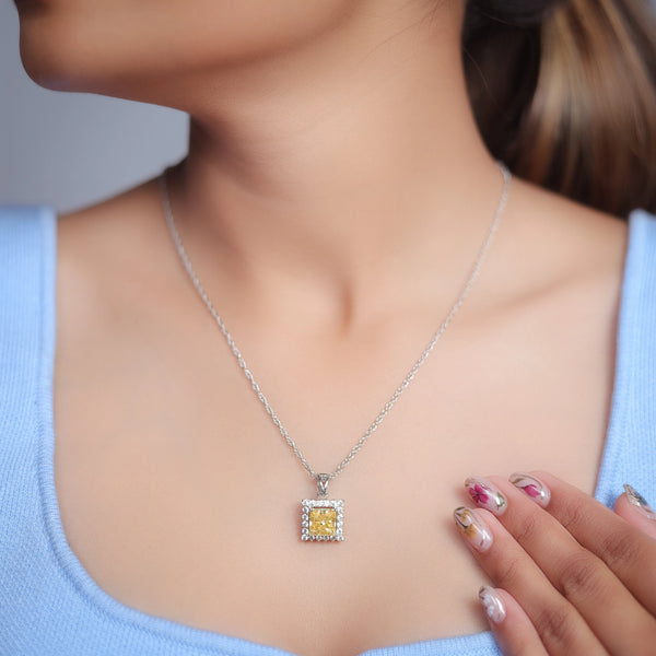 925 Silver Canary Yellow Pendant