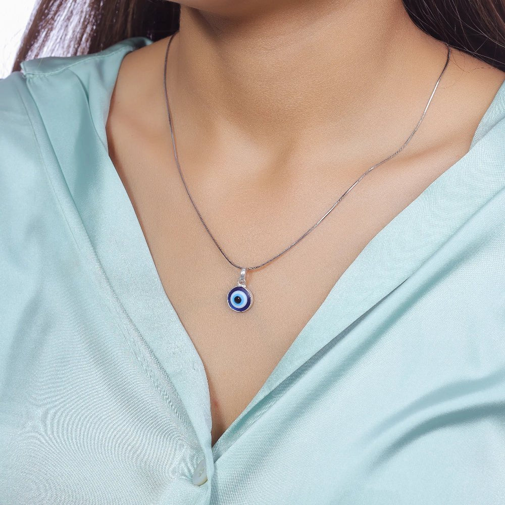 925 Silver Classic Evil Eye Chain Pendant - 925 sterling silver pendant by Tassya Silver