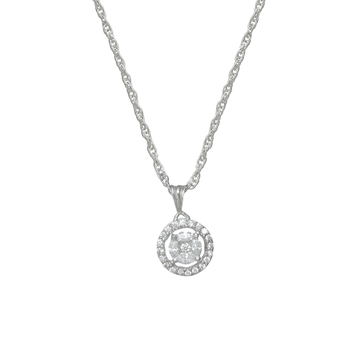 925 Silver Classic Halo Pendant - 925 sterling silver pendant by Tassya Silver