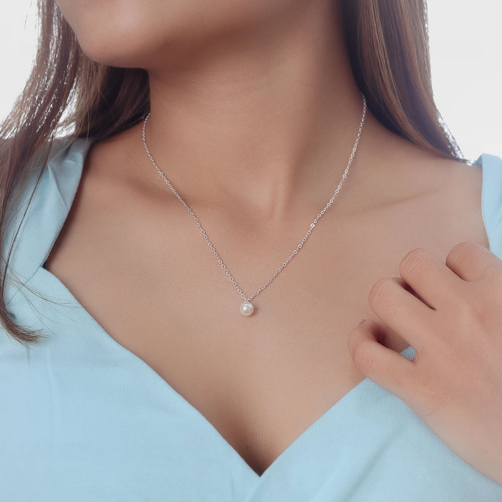925 Silver Classic Pearl Chain Pendant - 925 sterling silver pendant by Tassya Silver