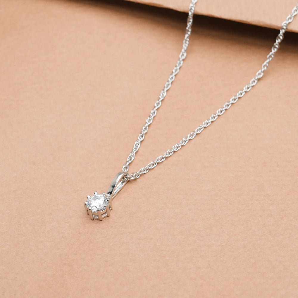 925 Silver Classic Solitaire Pendant - 925 sterling silver pendant by Tassya Silver