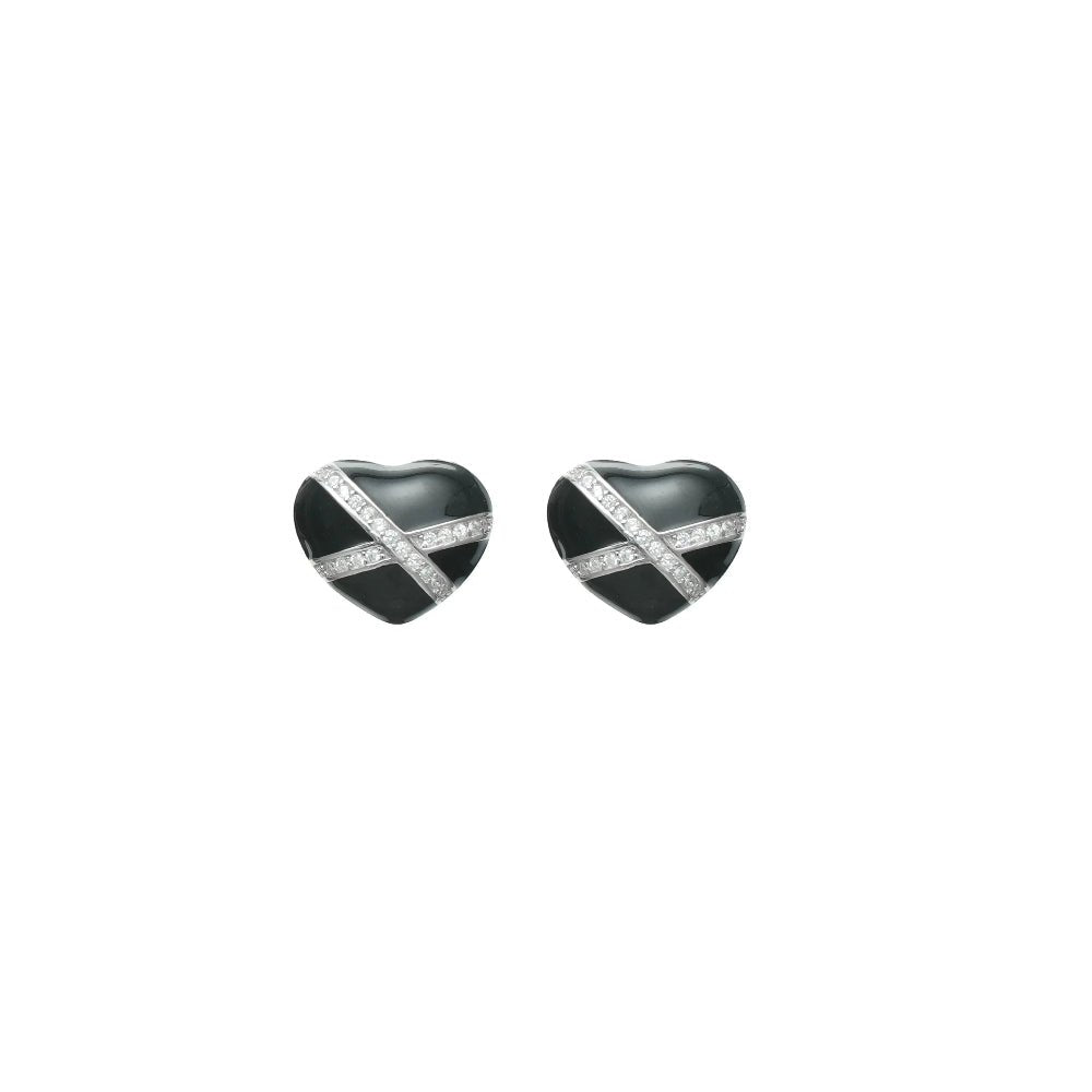 925 Silver Crisscross Crystal Hearts - 925 sterling silver earrings by Tassya Silver