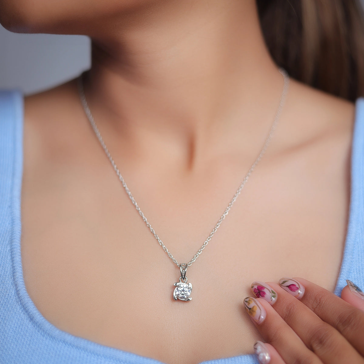 925 Silver Crown Solitaire Pendant - 925 sterling silver pendant by Tassya Silver