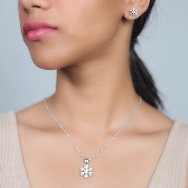 925 Silver Crystal Flower Spark Set