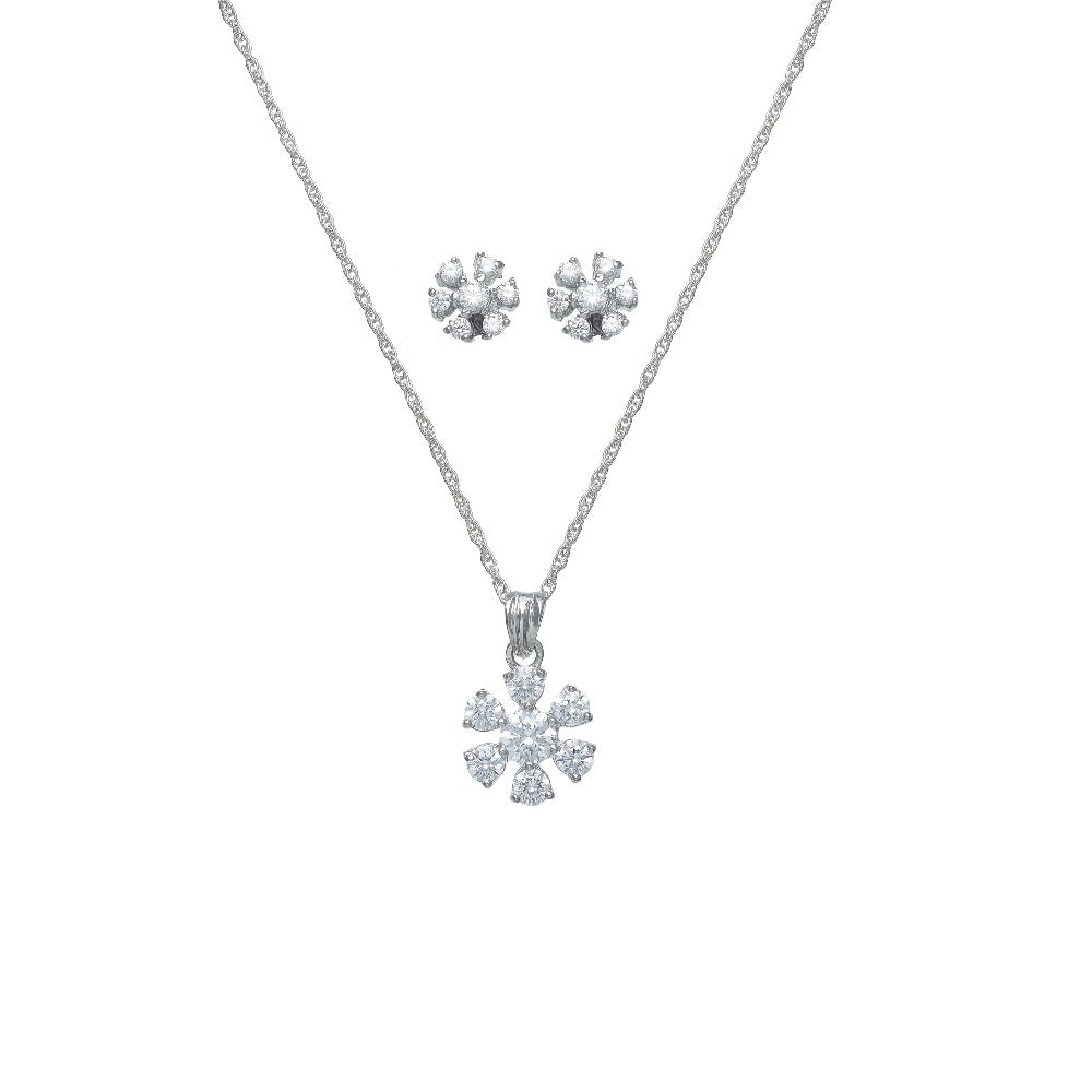 925 Silver Crystal Flower Spark Set - 925 sterling silver jewellery set by Tassya Silver