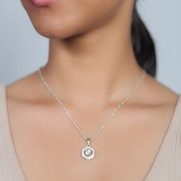 925 Silver Crystal Hexa Pendant
