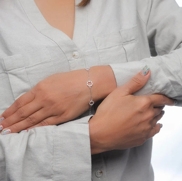 925 Silver Crystal Loop Bracelet