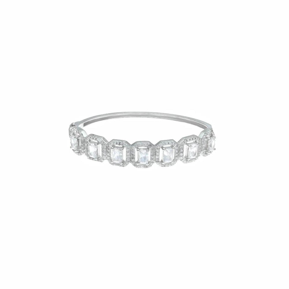925 Silver Cubic Zirconia Serenade Kada - 925 sterling silver bracelet by Tassya Silver