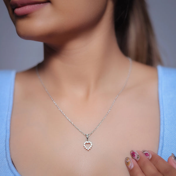 925 Silver Dainty Heart Crown Pendant