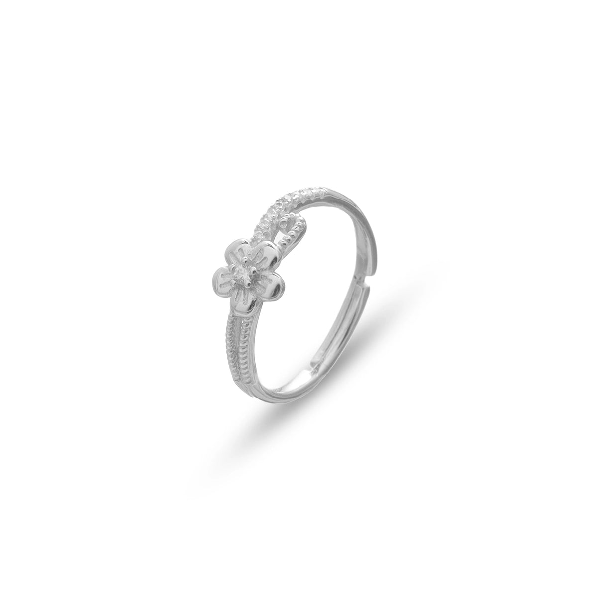 925 Silver Daisy Charm Ring - 925 sterling silver ring by Tassya Silver