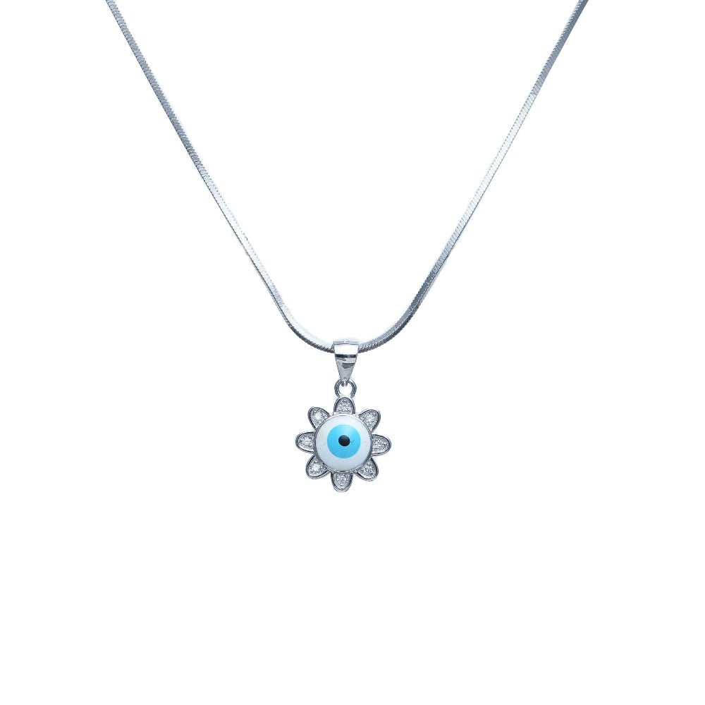 925 Silver Daisy Eye Chain Pendant - 925 sterling silver pendant by Tassya Silver