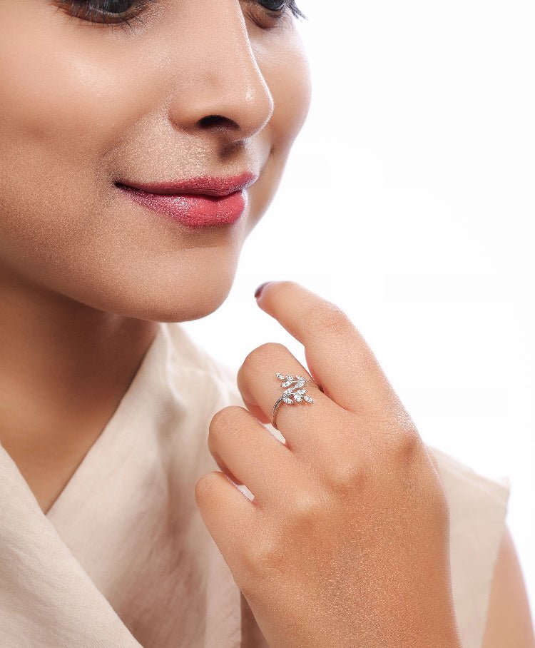 925 Silver Dewdrop Leaf Ring - 925 sterling silver ring by Tassya Silver