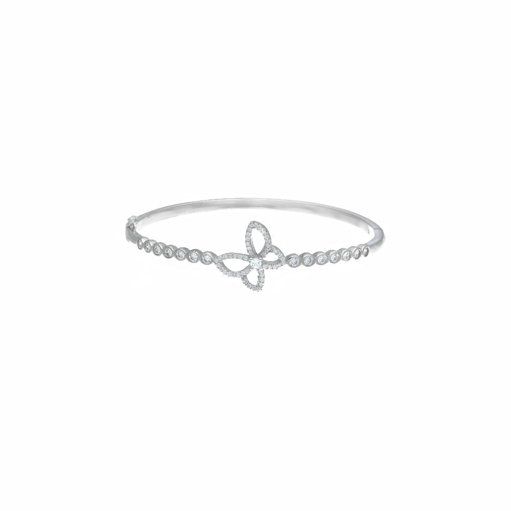 925 Silver Diamond Butterfly Kada - 925 sterling silver bracelet by Tassya Silver