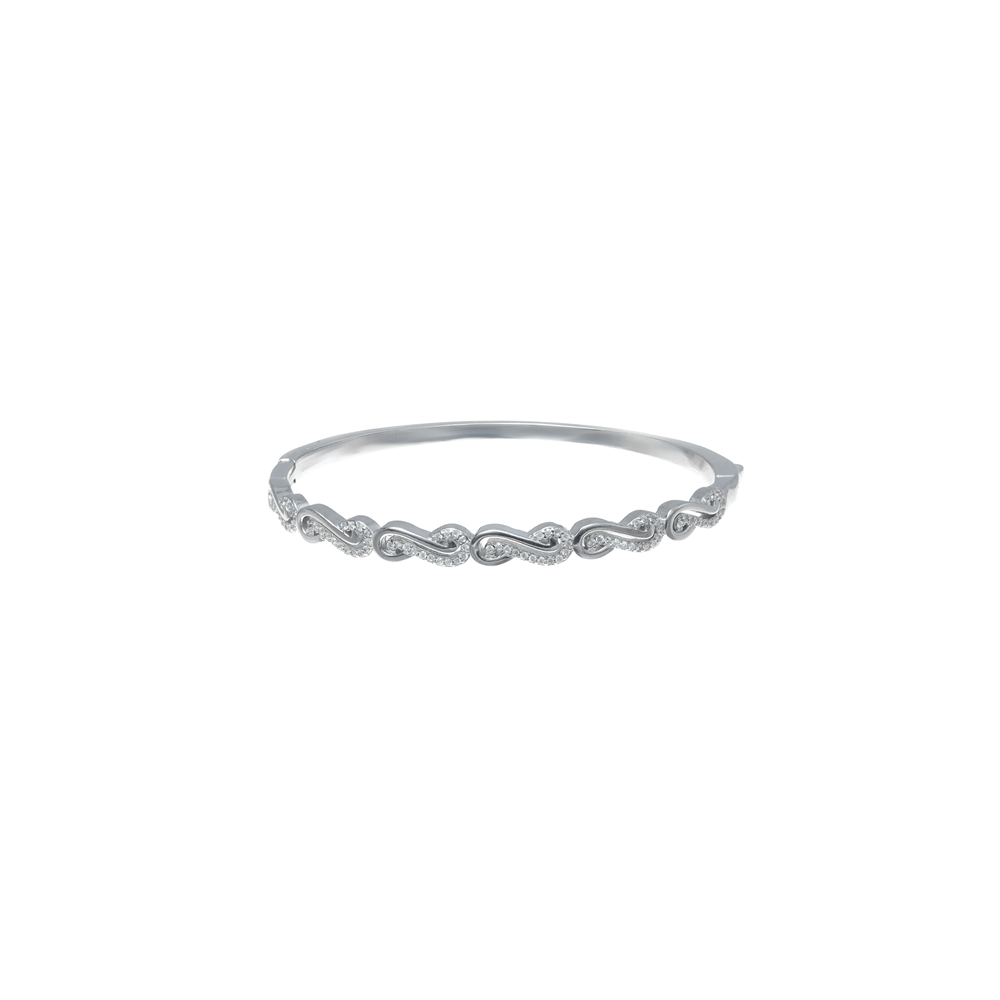 925 Silver Diamond Flow Kada - 925 sterling silver bracelet by Tassya Silver