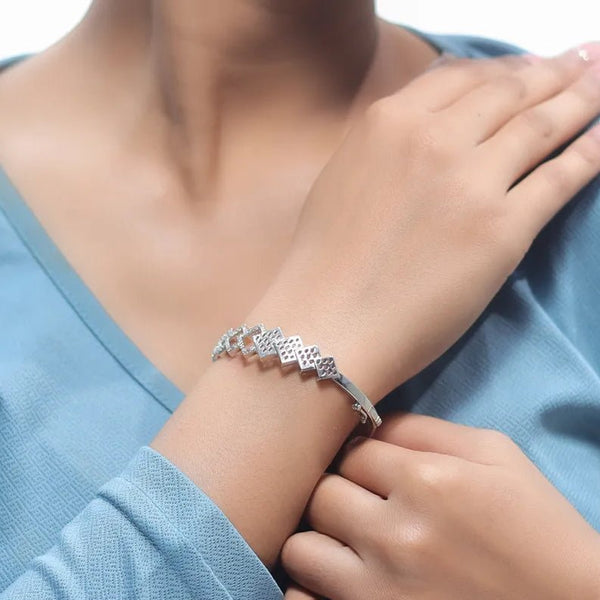 925 Silver Diamond Geometric Lattice Kada