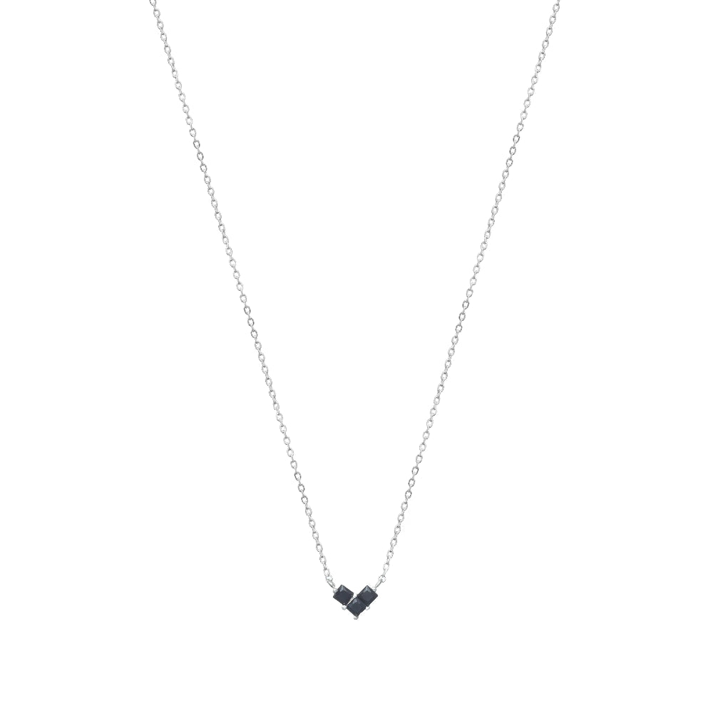 925 Silver Dual Stone Chain Pendant - 925 sterling silver pendant by Tassya Silver