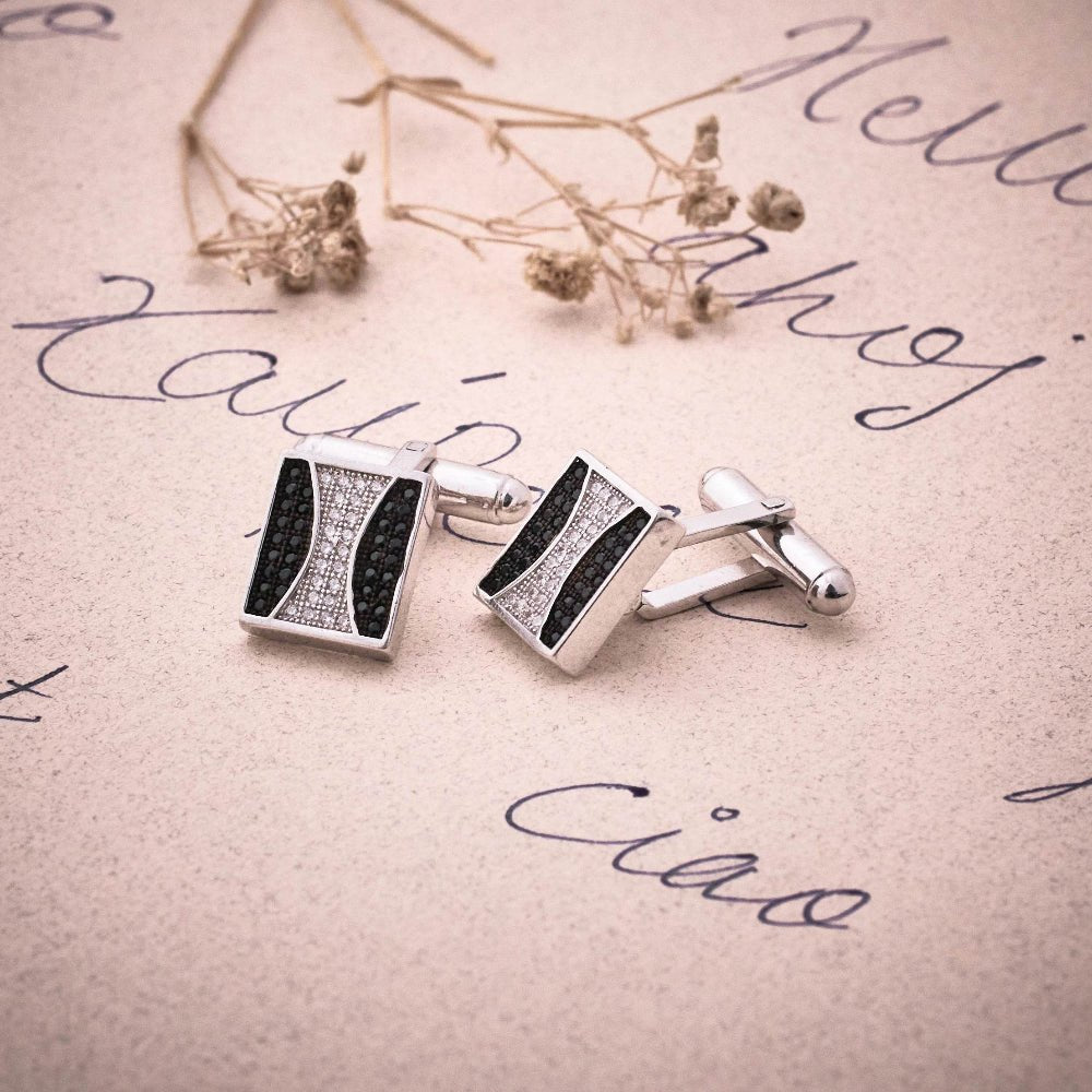 925 Silver Dual Tone Elegance Cufflinks - 925 sterling silver jewellery by Tassya Silver