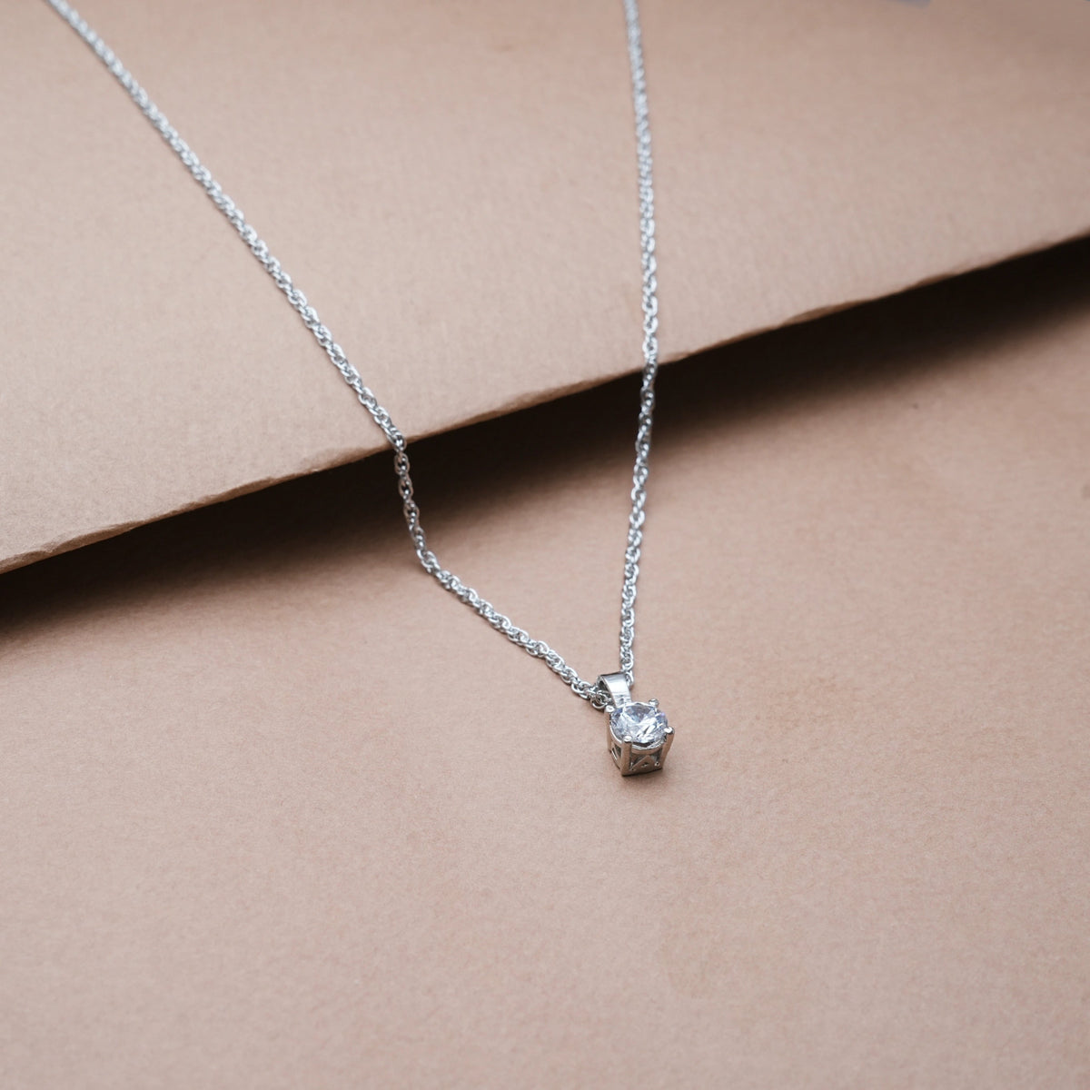925 Silver Elegant Solitaire Pendant - 925 sterling silver pendant by Tassya Silver