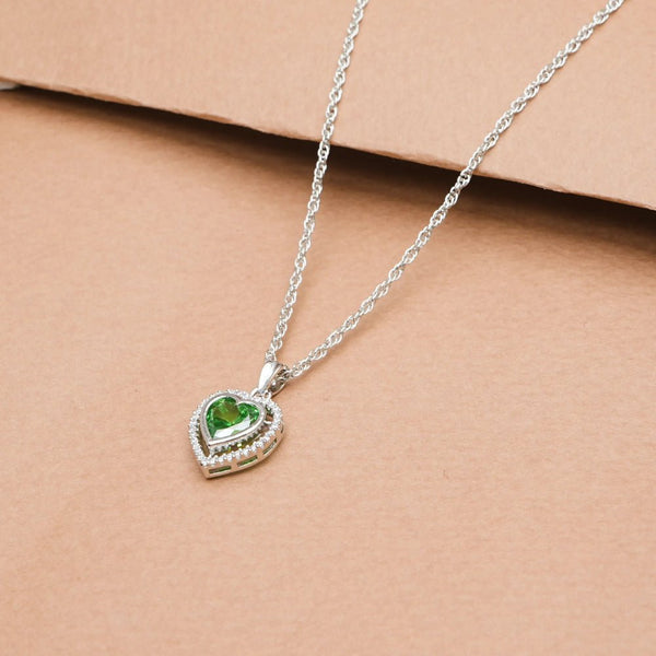 925 Silver Emerald Embrace Heart Pendant