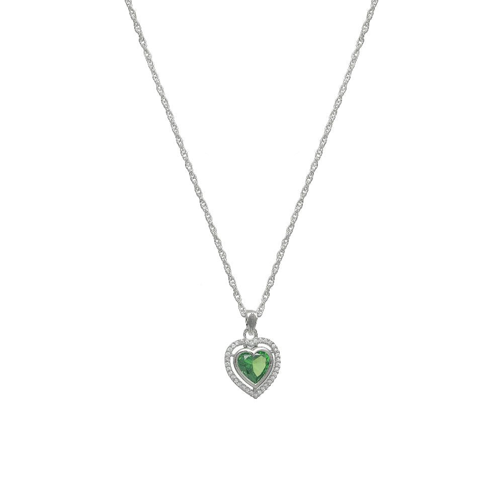 925 Silver Emerald Embrace Heart Pendant - 925 sterling silver pendant by Tassya Silver