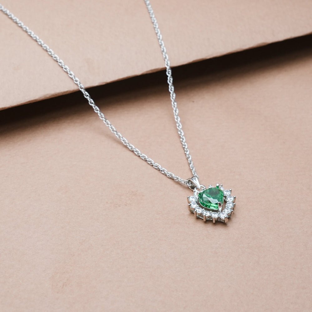 925 Silver Emerald Flame Pendant - 925 sterling silver pendant by Tassya Silver