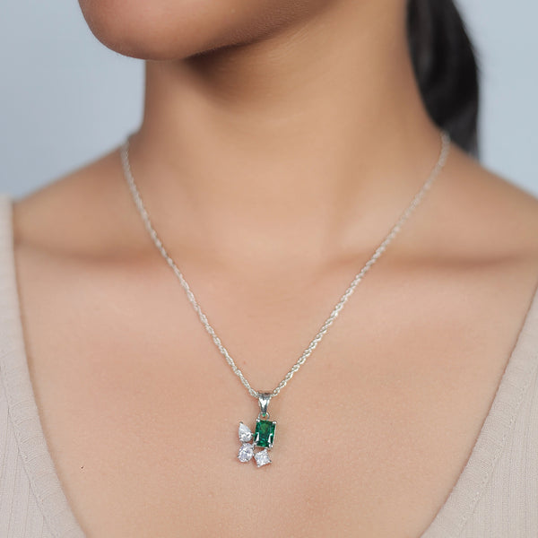 925 Silver Emerald Bloom Pendant