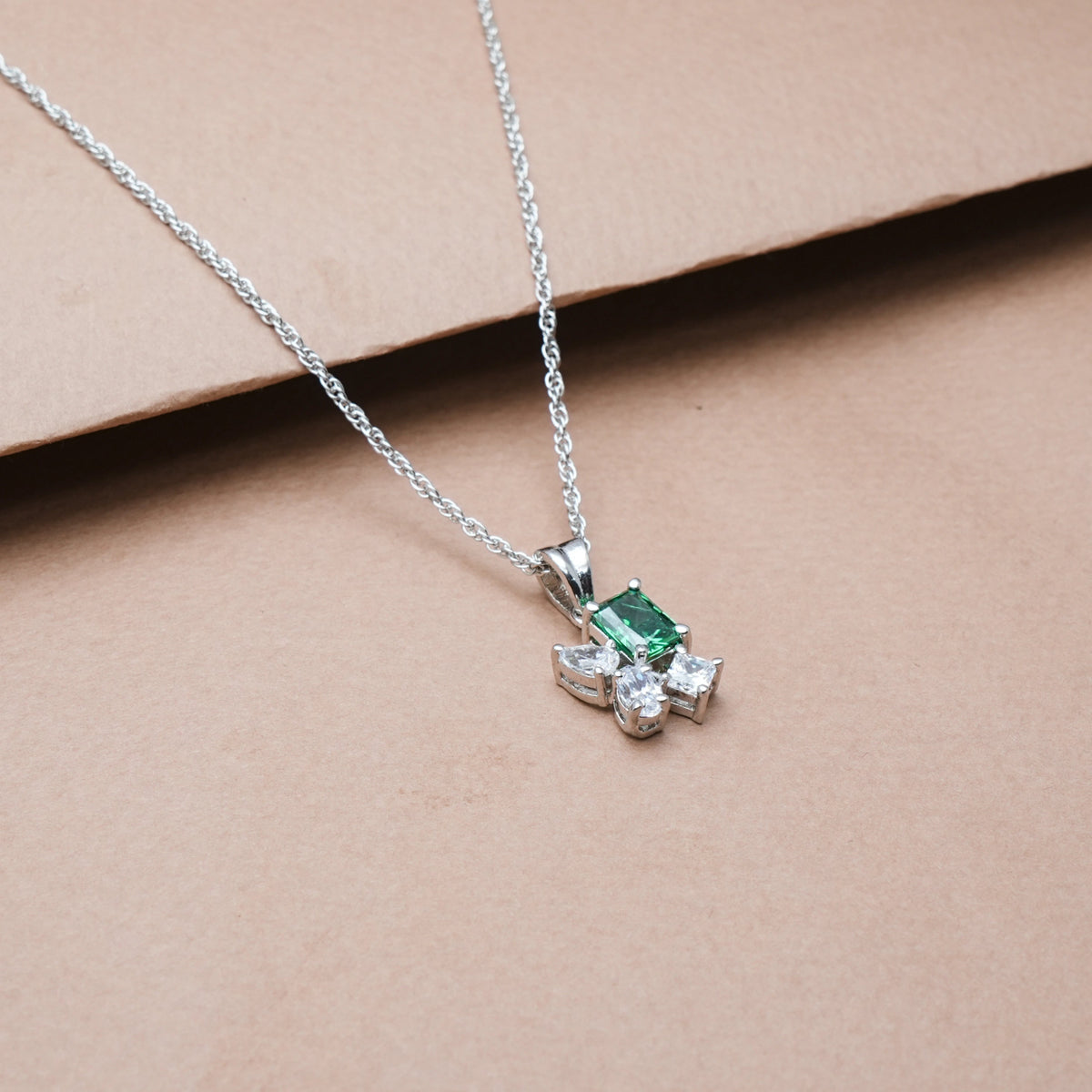 925 Silver Emerald Bloom Pendant - 925 sterling silver pendant by Tassya Silver
