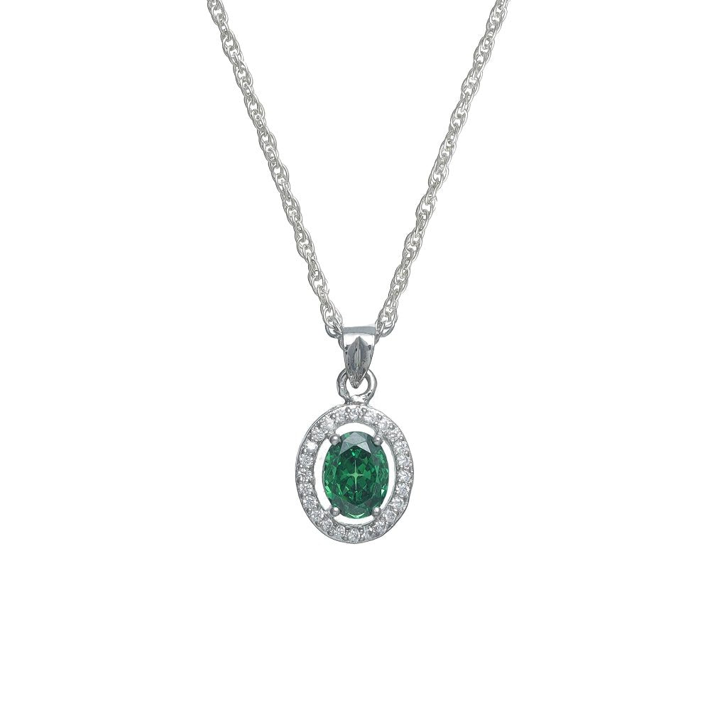 925 Silver Emerald Orbit Pendant - 925 sterling silver pendant by Tassya Silver