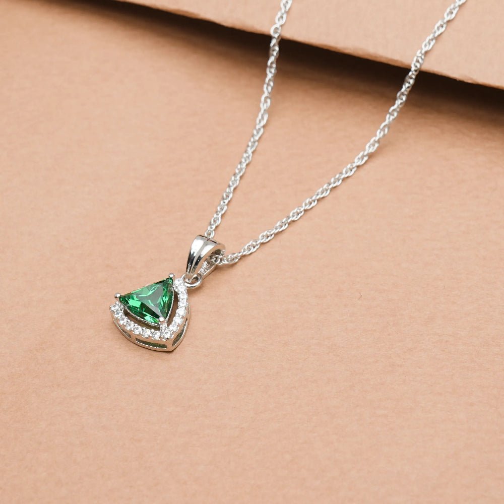925 Silver Emerald Radiance Pendant - 925 sterling silver pendant by Tassya Silver