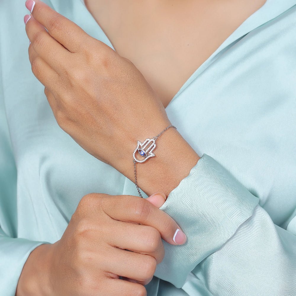 925 Silver Ethereal Hamsa Bracelet - 925 sterling silver bracelet by Tassya Silver
