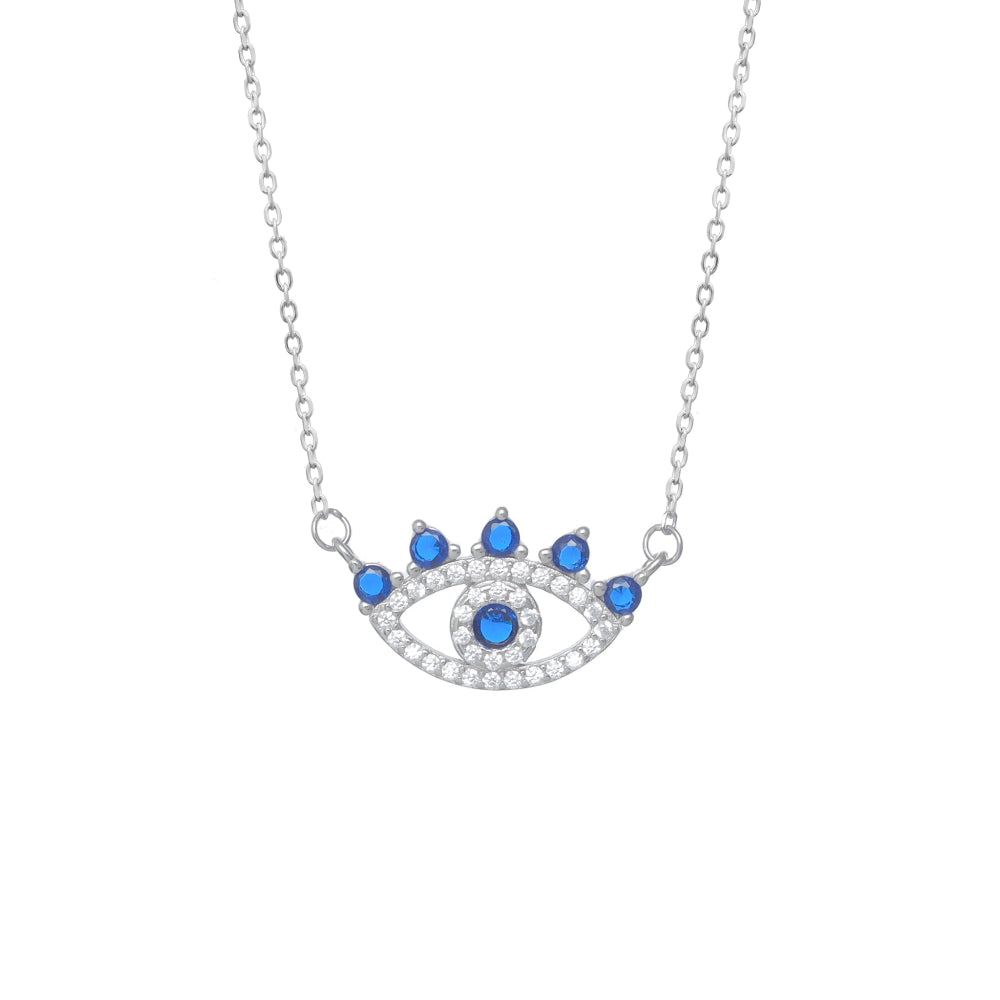 925 Silver Evil Eye Blue Stone Pendant - 925 sterling silver pendant by Tassya Silver