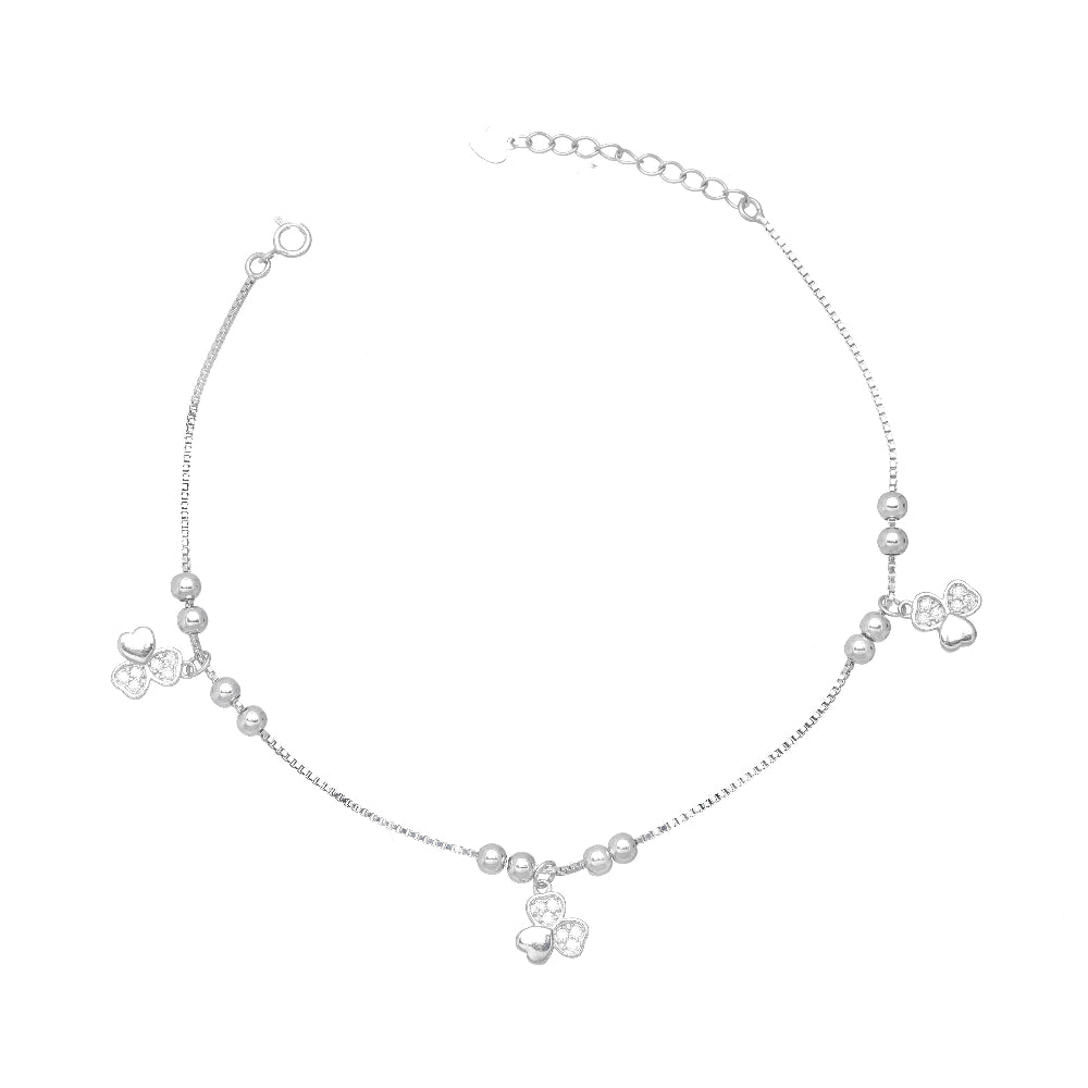 925 Silver Floral Fantasy Anklet - 925 sterling silver anklet by Tassya Silver