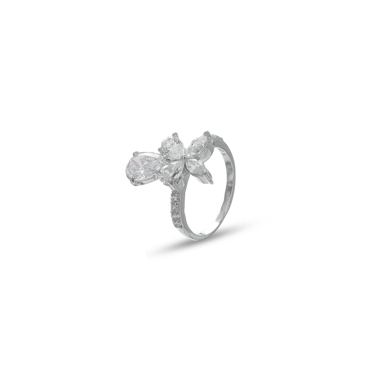 925 Silver Floral Spark Ring - 925 sterling silver ring by Tassya Silver