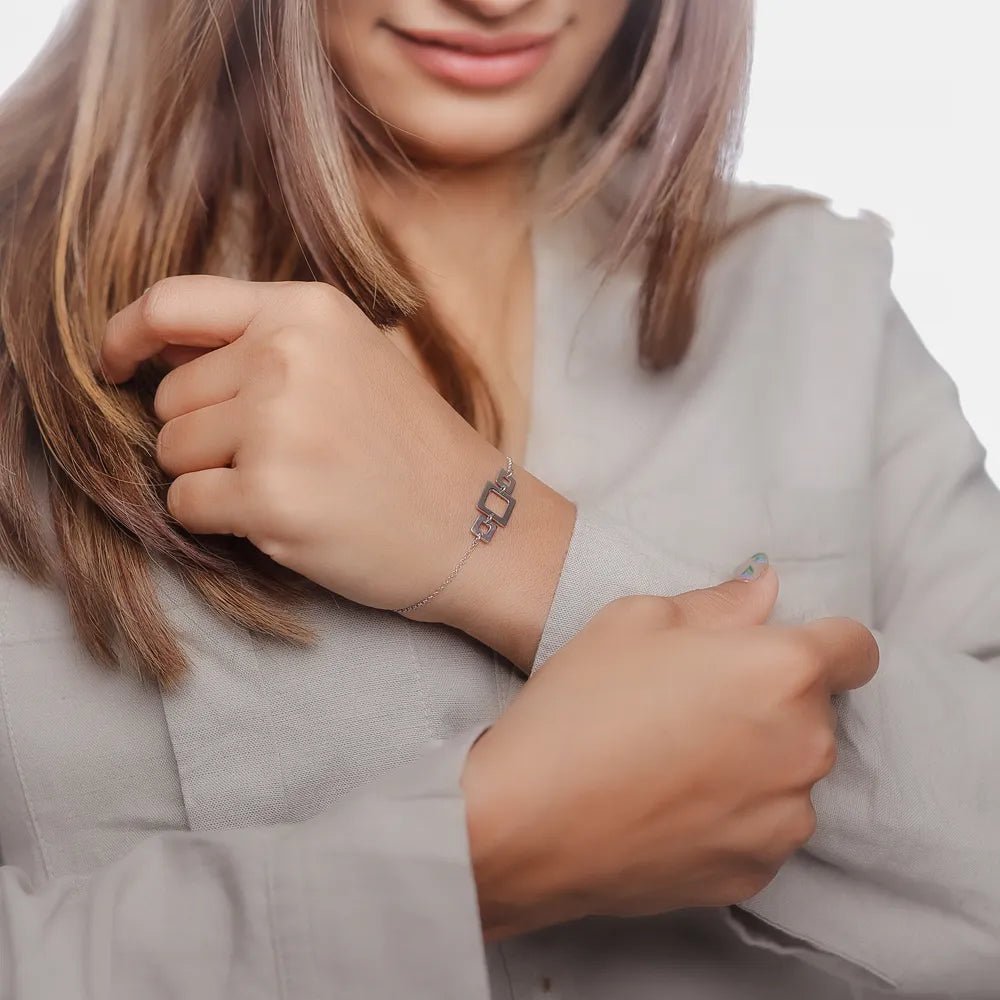 925 Silver GeoLink Bracelet - 925 sterling silver bracelet by Tassya Silver