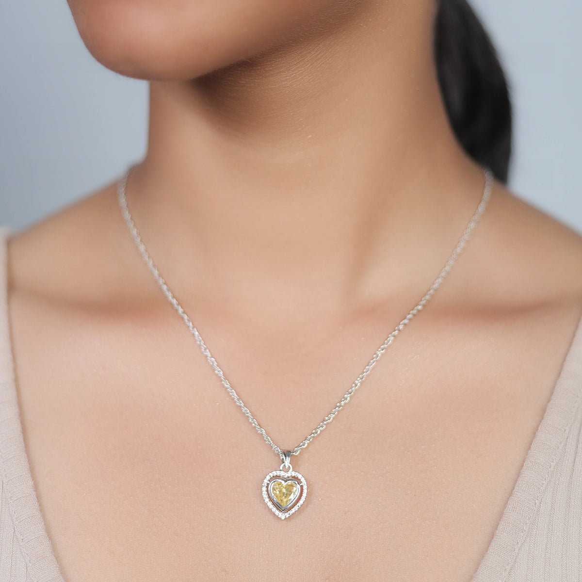 925 Silver Golden Bloom Heart Pendant - 925 sterling silver pendant by Tassya Silver