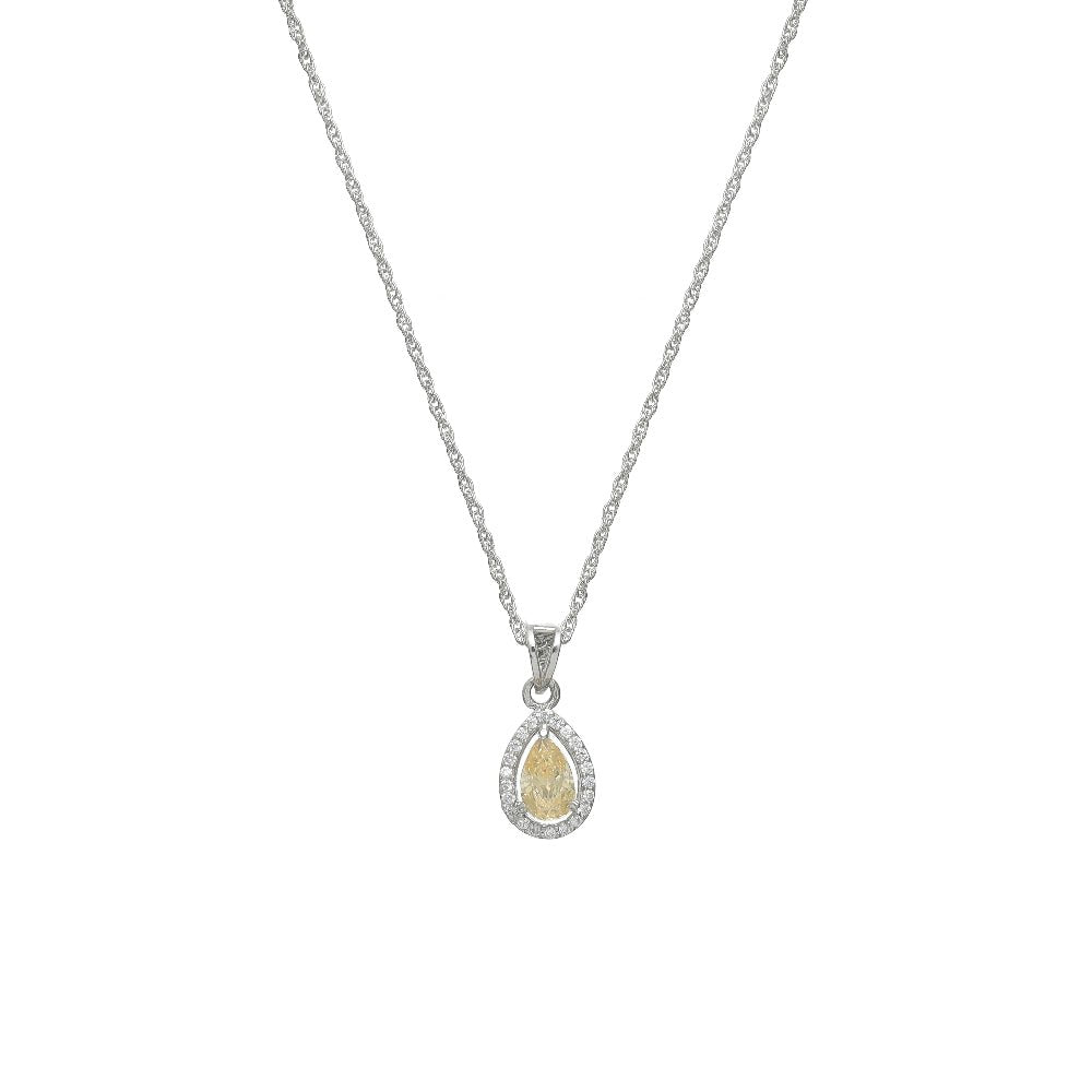 925 Silver Golden Dewdrop Pendant - 925 sterling silver pendant by Tassya Silver