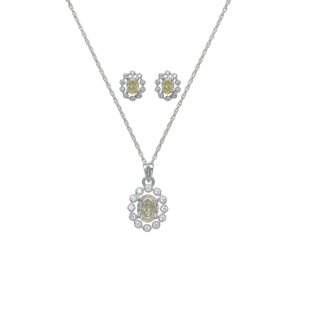 925 Silver Golden Diamond Chain Pendant Studs - 925 sterling silver earrings by Tassya Silver