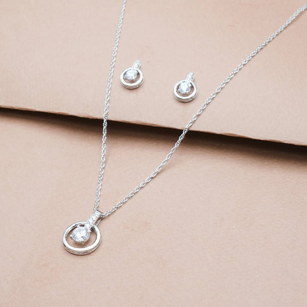925 Silver Halo Glow Pendant & Studs Set