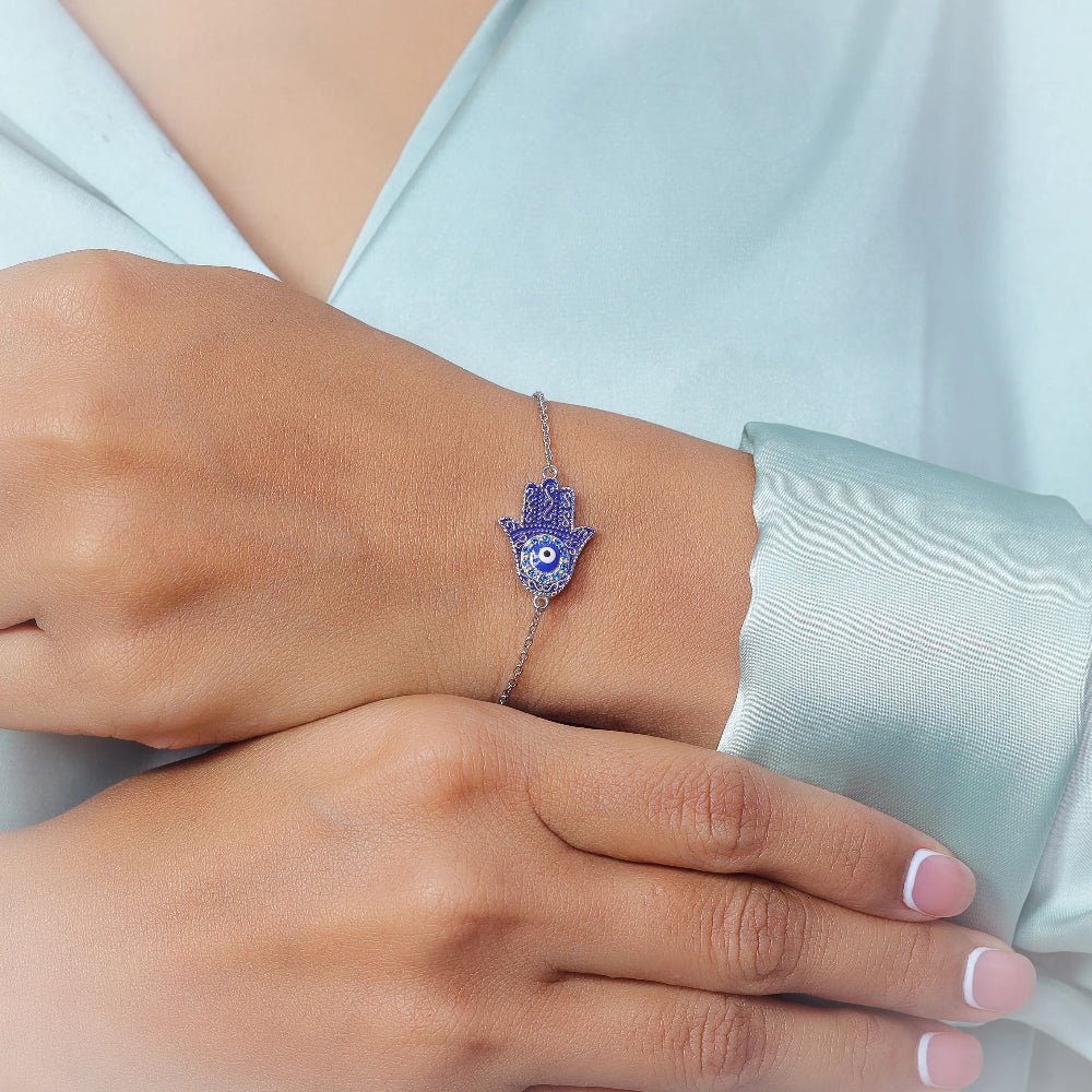 925 Silver Hamsa Shield Bracelet - 925 sterling silver bracelet by Tassya Silver