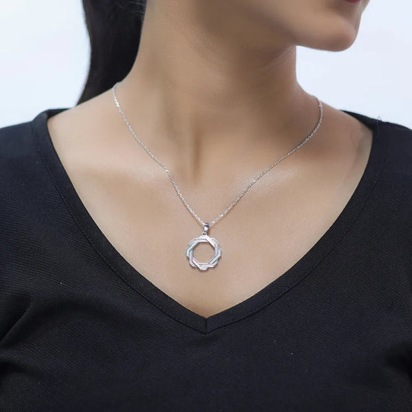 925 Silver Hexagon Halo Chain Pendant