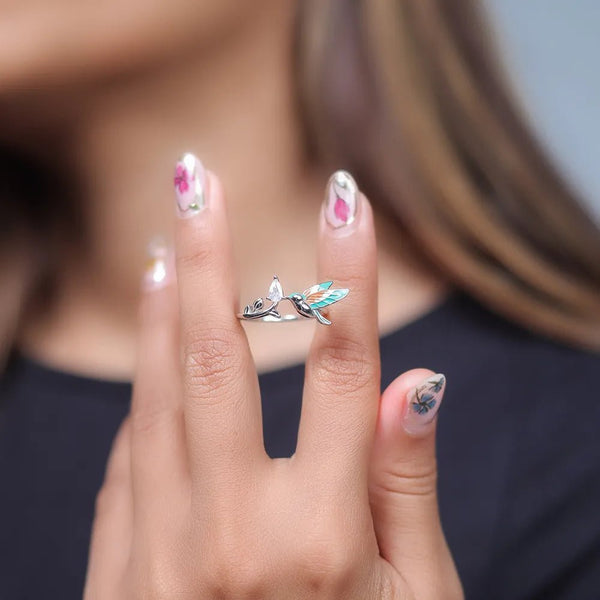 925 Silver Hummingbird Harmony Minimal Ring