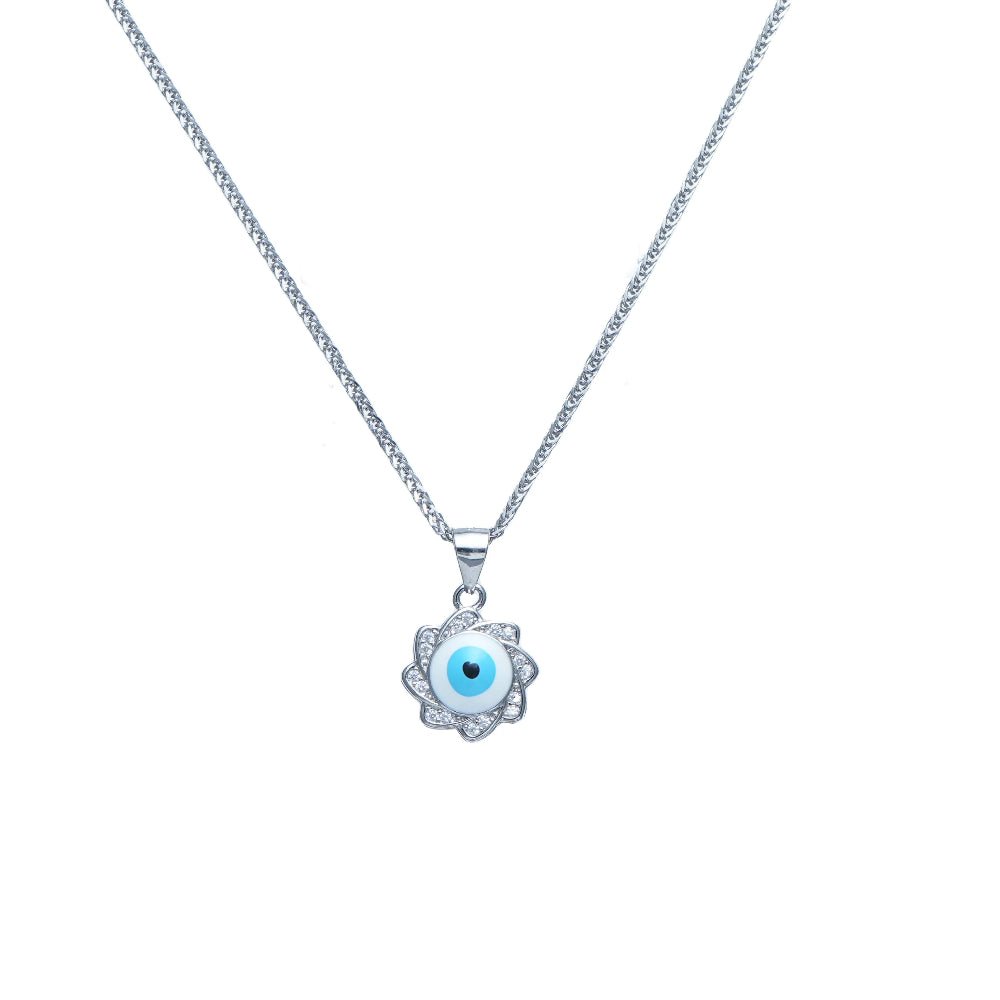 925 Silver Lotus Eye Chain Pendant - 925 sterling silver pendant by Tassya Silver