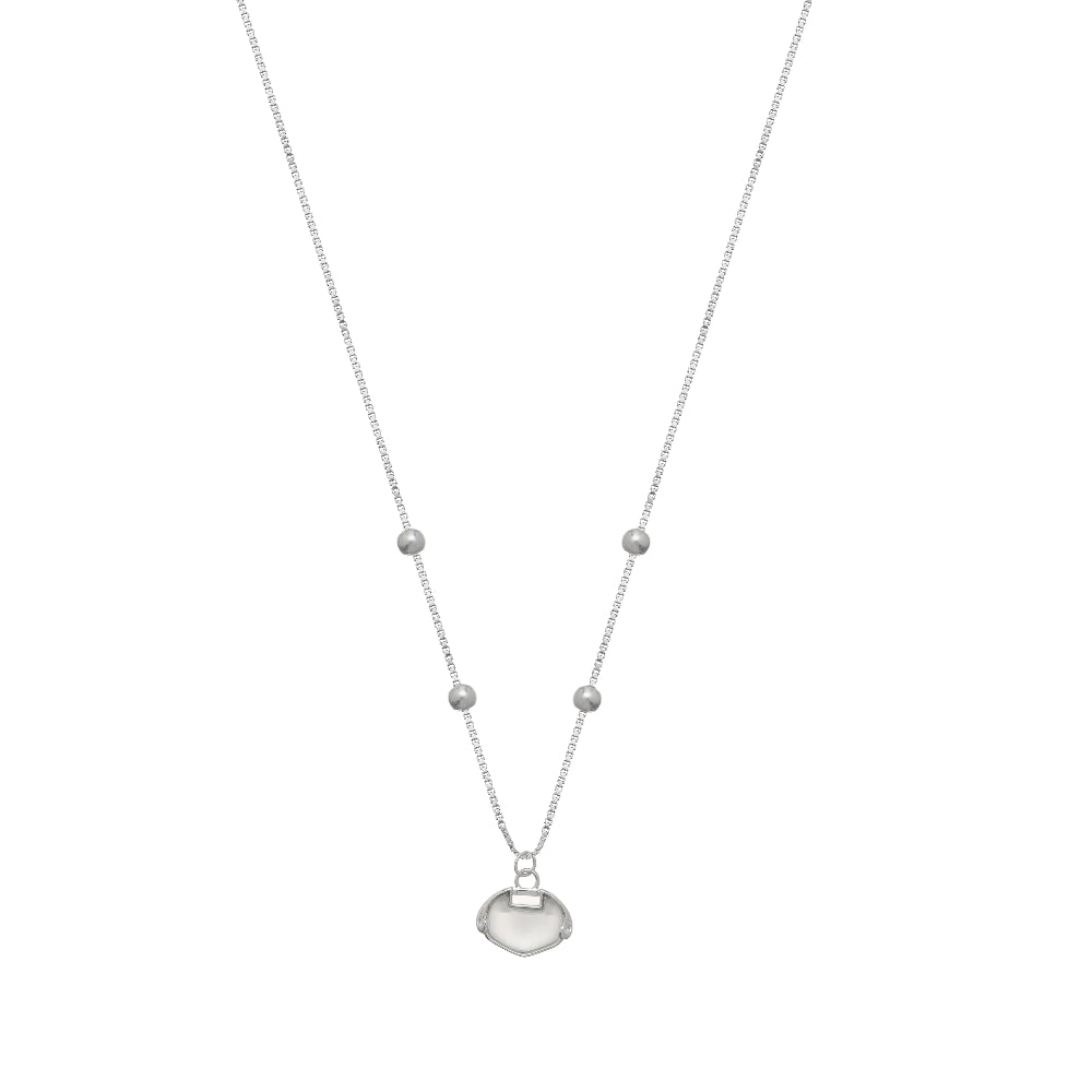 925 Silver Lunar Glow Chain Pendant - 925 sterling silver pendant by Tassya Silver