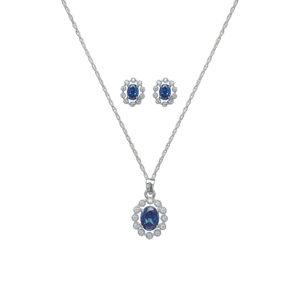925 Silver Midnight Bloom Pendant & Studs Set - 925 sterling silver earrings by Tassya Silver
