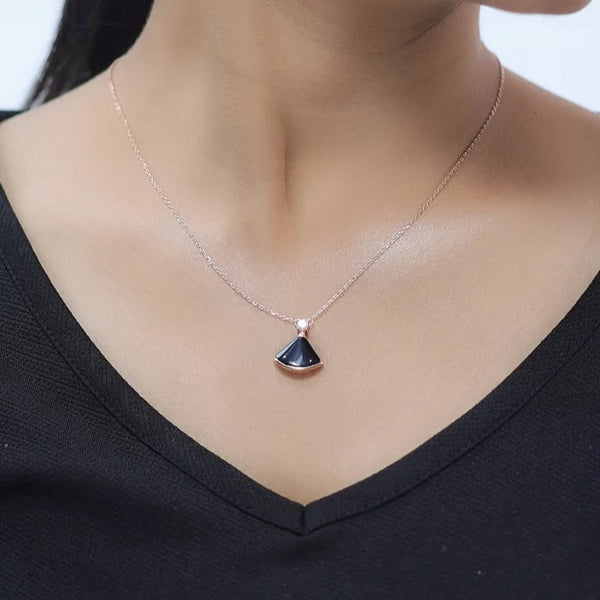 925 Silver Rose Gold Midnight Bloom Chain Pendant