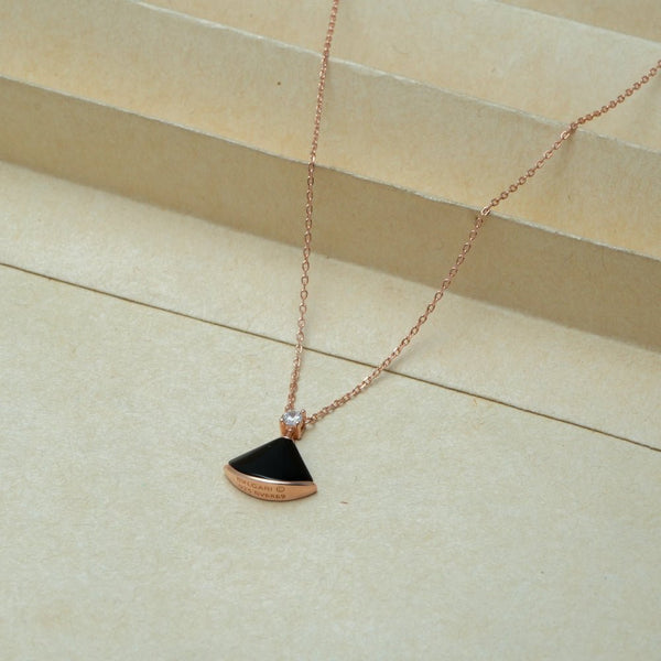 925 Silver Rose Gold Midnight Bloom Chain Pendant