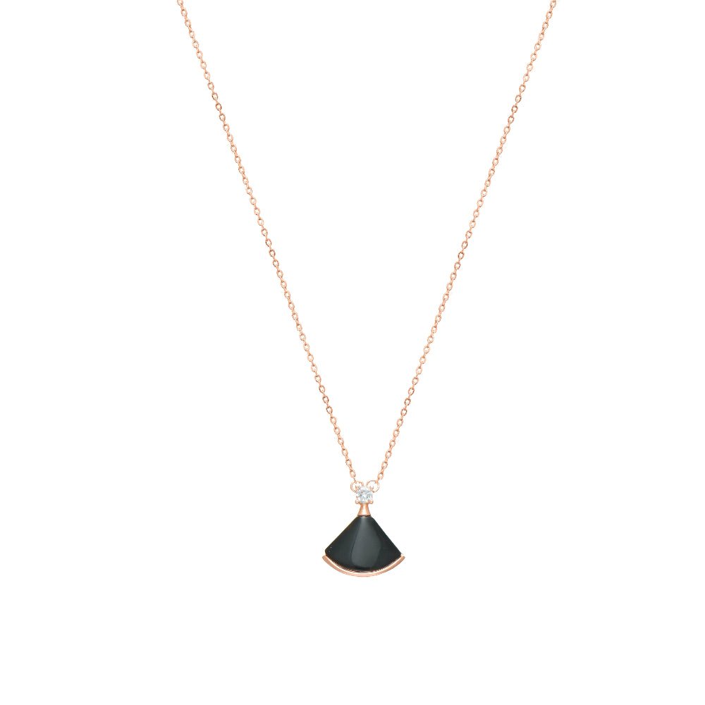 925 Silver Rose Gold Midnight Bloom Chain Pendant - 925 sterling silver pendant by Tassya Silver